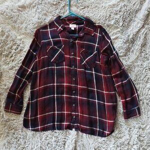 Isabel Maternity by Ingrid & Isabel Plaid Button Down Shirt - Red and Navy